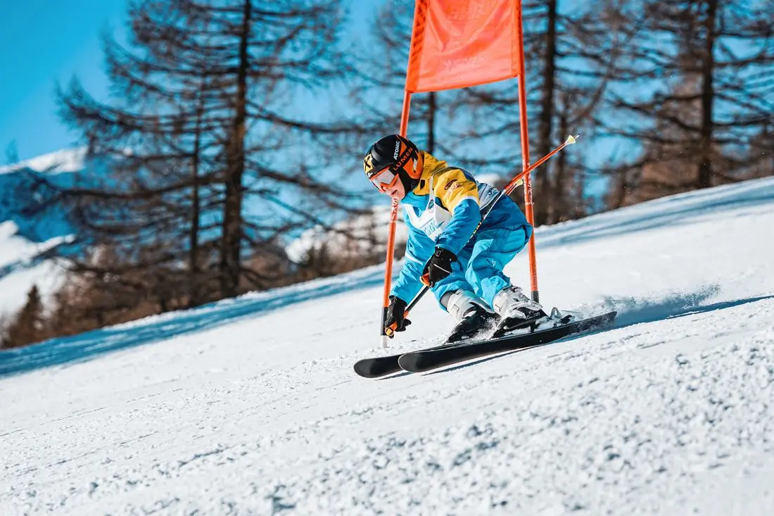 Nachwuchsrennläufer des Skiclubs Rennweg/Katschberg im Riesentorlauf am Katschberg